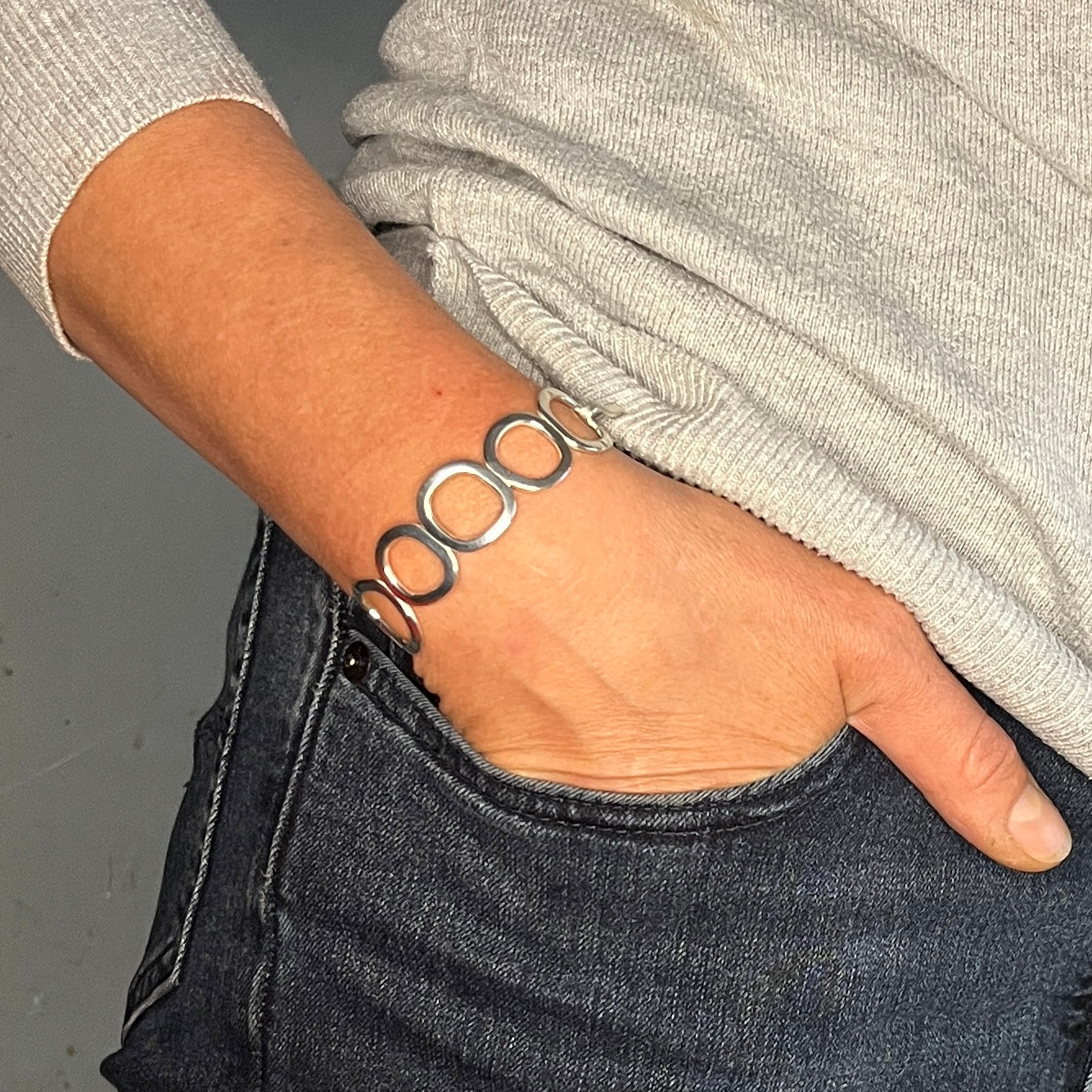 Bold Flowing Bracelet worn on the wrist